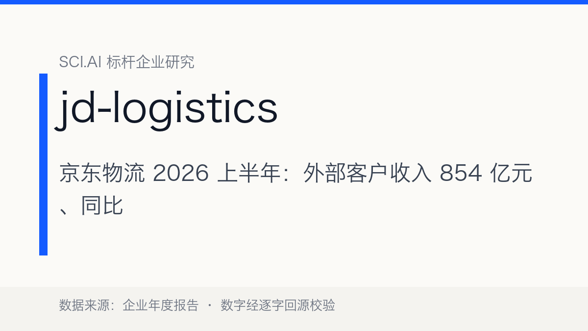 京东物流 2026 上半年：外部客户收入 854 亿元、同比 +29.3%，秒送并表后的增长引擎切换