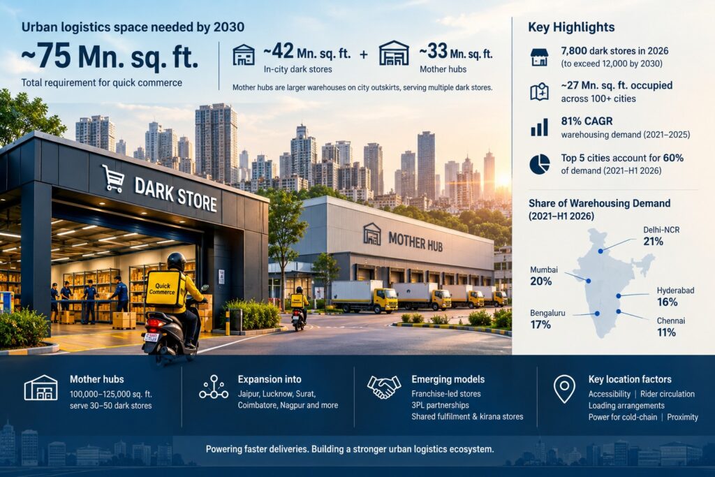 印度快商务2030年需7500万平方英尺物流空间，暗仓超1.2万个
